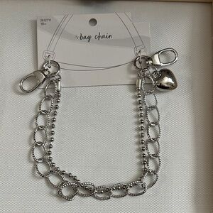 Bag Chain With Heart & Silver Tone Charm (NWTs) Handbag Not Included.